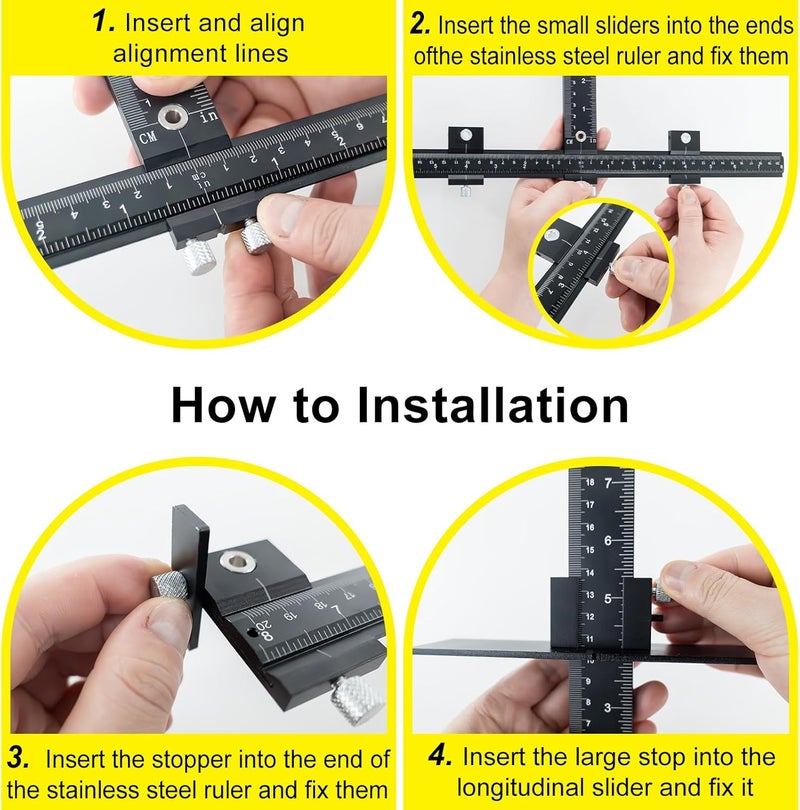 DOCXCDO Aluminum Alloy Cabinet Hardware Jig - Precision Drilling Guide Tool for Cabinet Door/Drawer Handle & Knob Installation with 3 Drill Bits & Auto Punch, Hardware Jig for Woodworkers DIY - Image 5